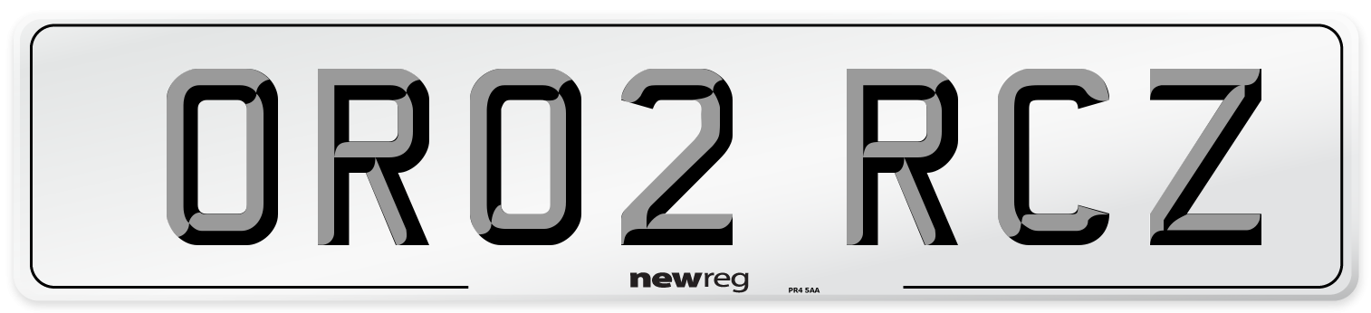 OR02 RCZ Number Plate from New Reg